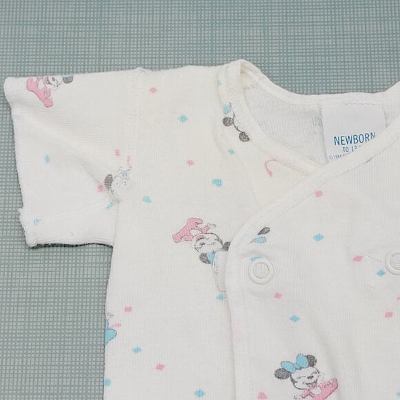 Vtg 80s Dundee Disney Babies Snap Cross Body Crib Shirt NB Mickey Minnie Mouse - Picture 2 of 12